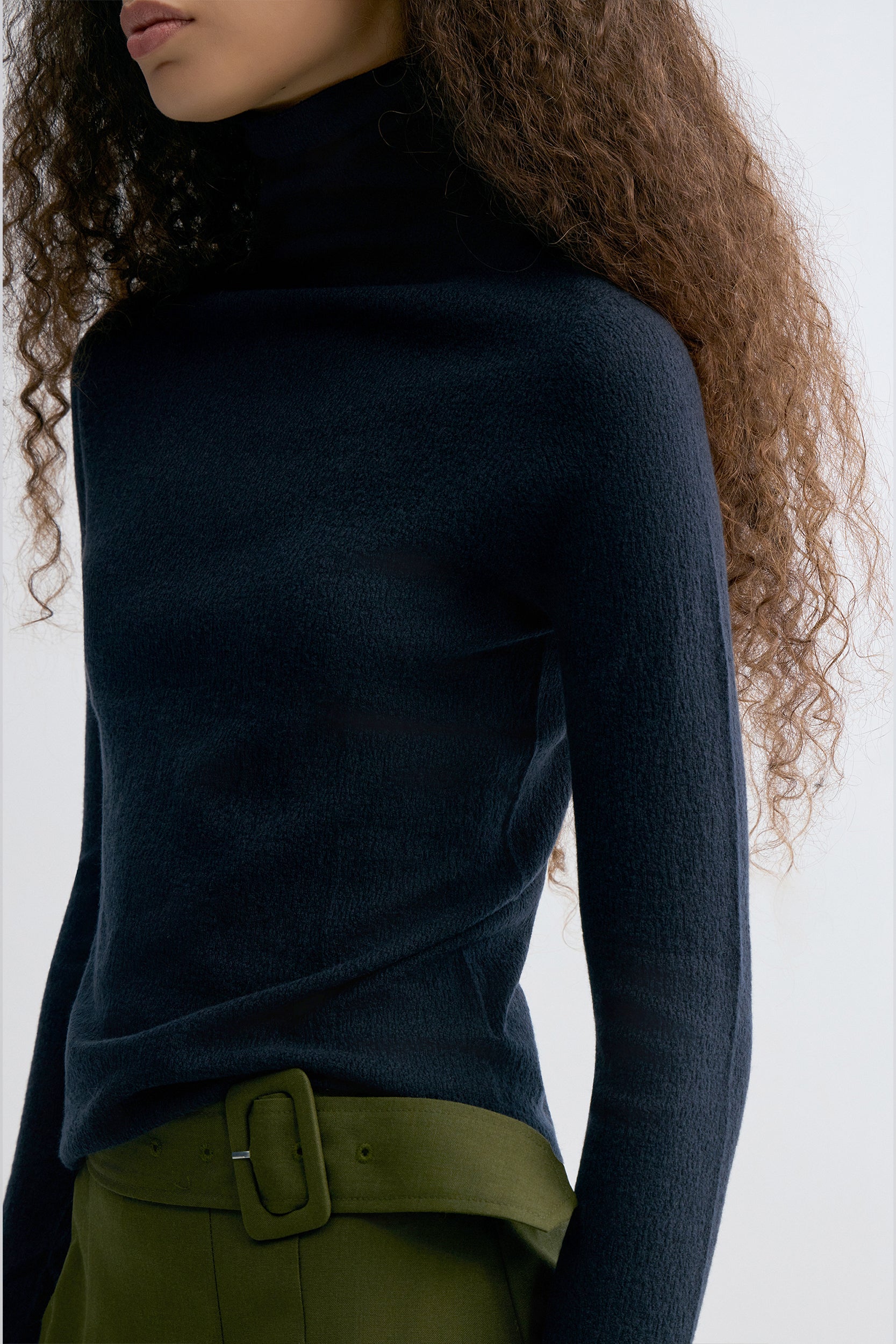 Wholegarment Fine Turtleneck Ink Blue
