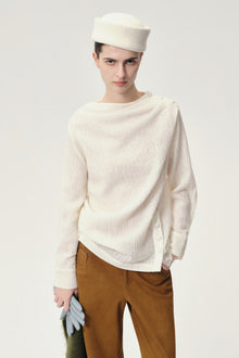Draped Wool-blend Top Cream