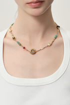 Tide gold-plated and seashell beaded necklace Beige