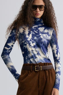 Shadow Long Sleeve Turtleneck Top Navy