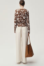 Mai Draped Viscose Jersey T-shirt Brown