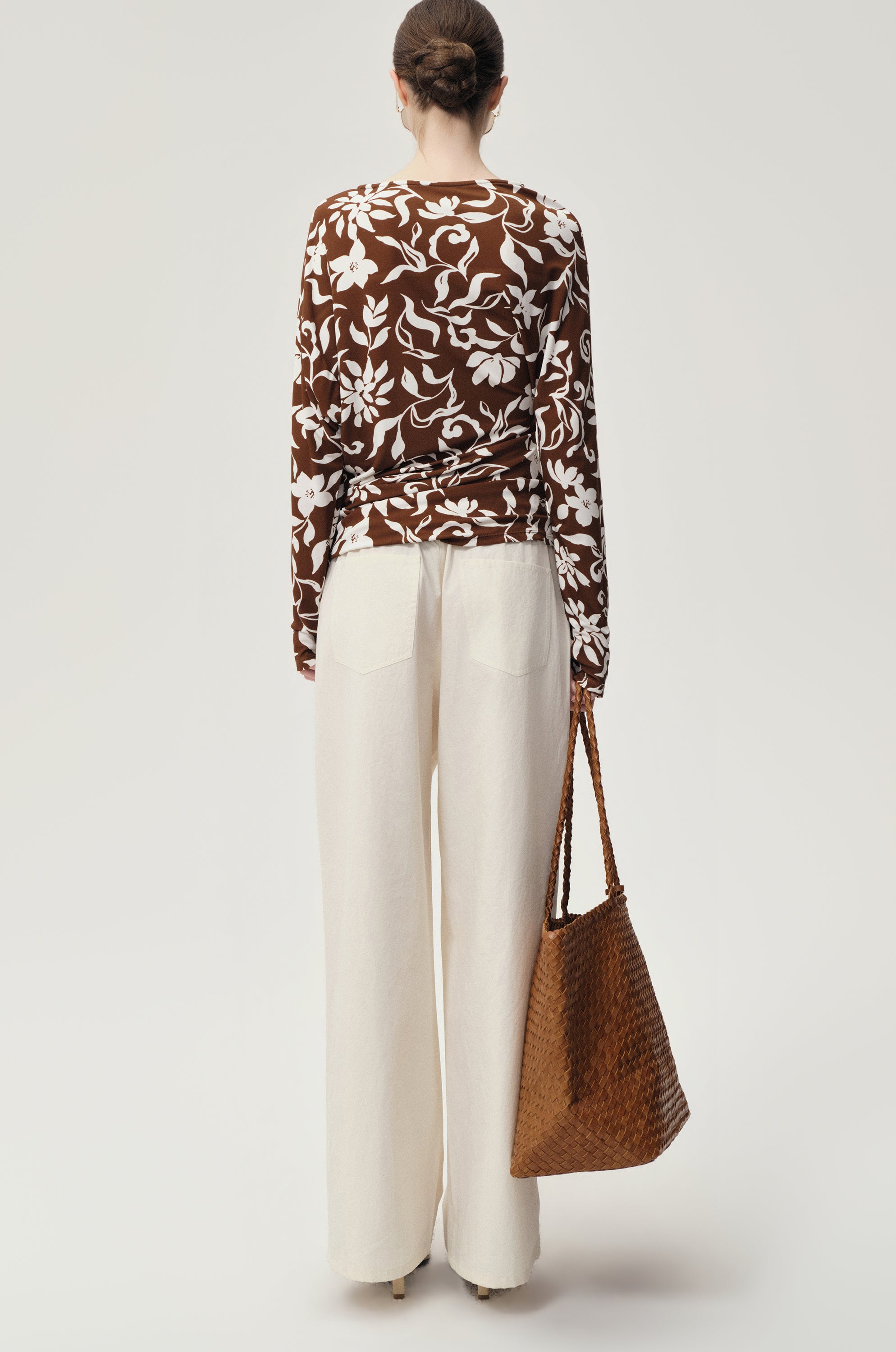 Mai Draped Viscose Jersey T-shirt Brown