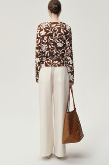Mai Draped Viscose Jersey T-shirt Brown