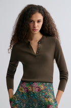 Superfine Merino Wool Knit Henley Olive