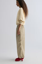 Washed Baggy Cargo Trousers Dusty Ivory