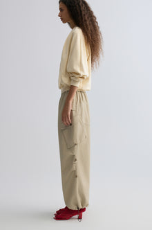 Washed Baggy Cargo Trousers Dusty Ivory