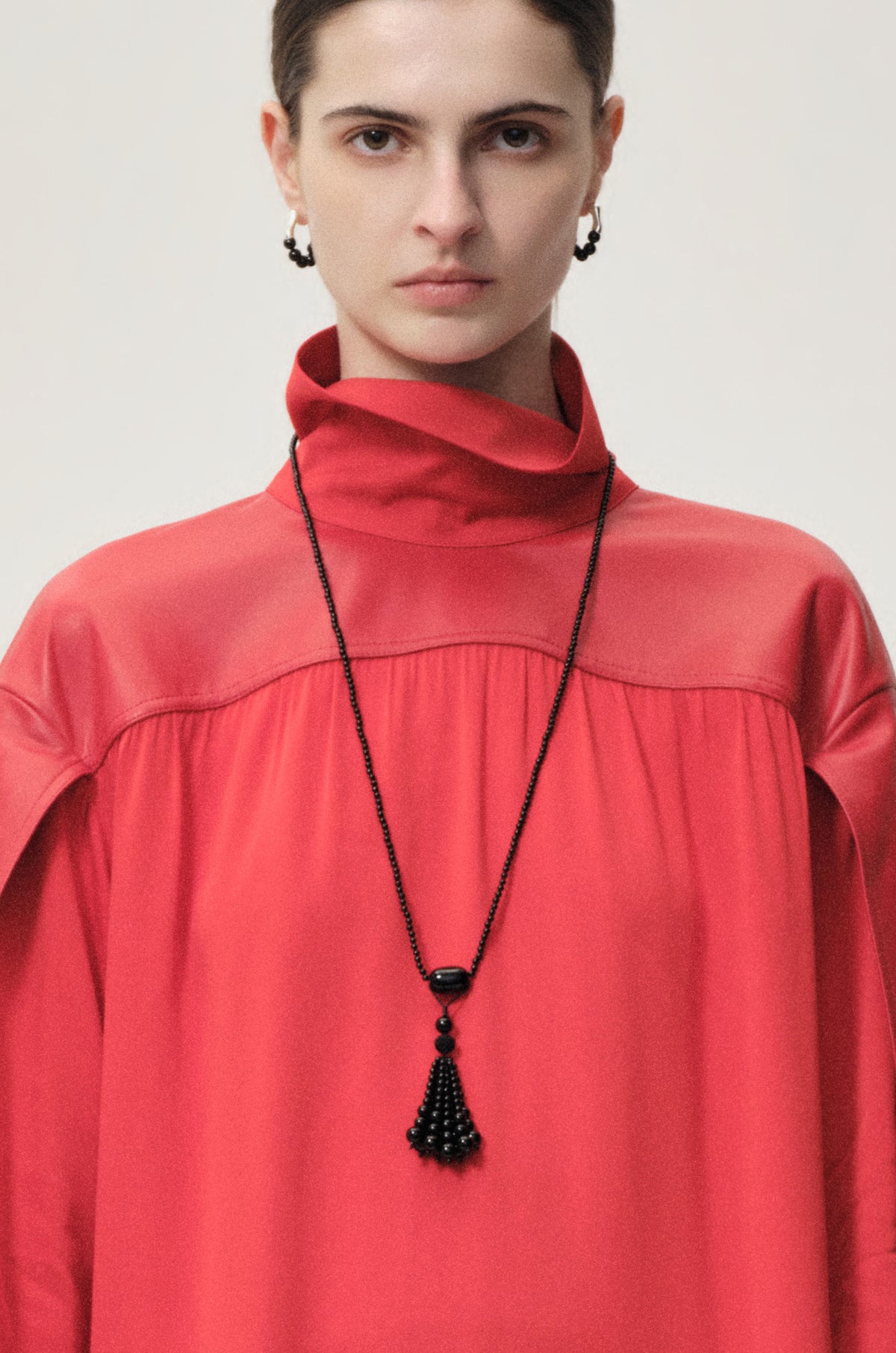 Nyx tasseled onyx necklace