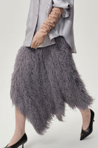 Asymmetrical Fringed Skirt Grey