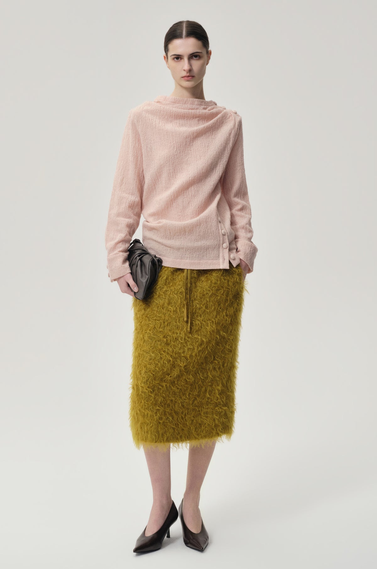Draped Wool-blend Top Rose