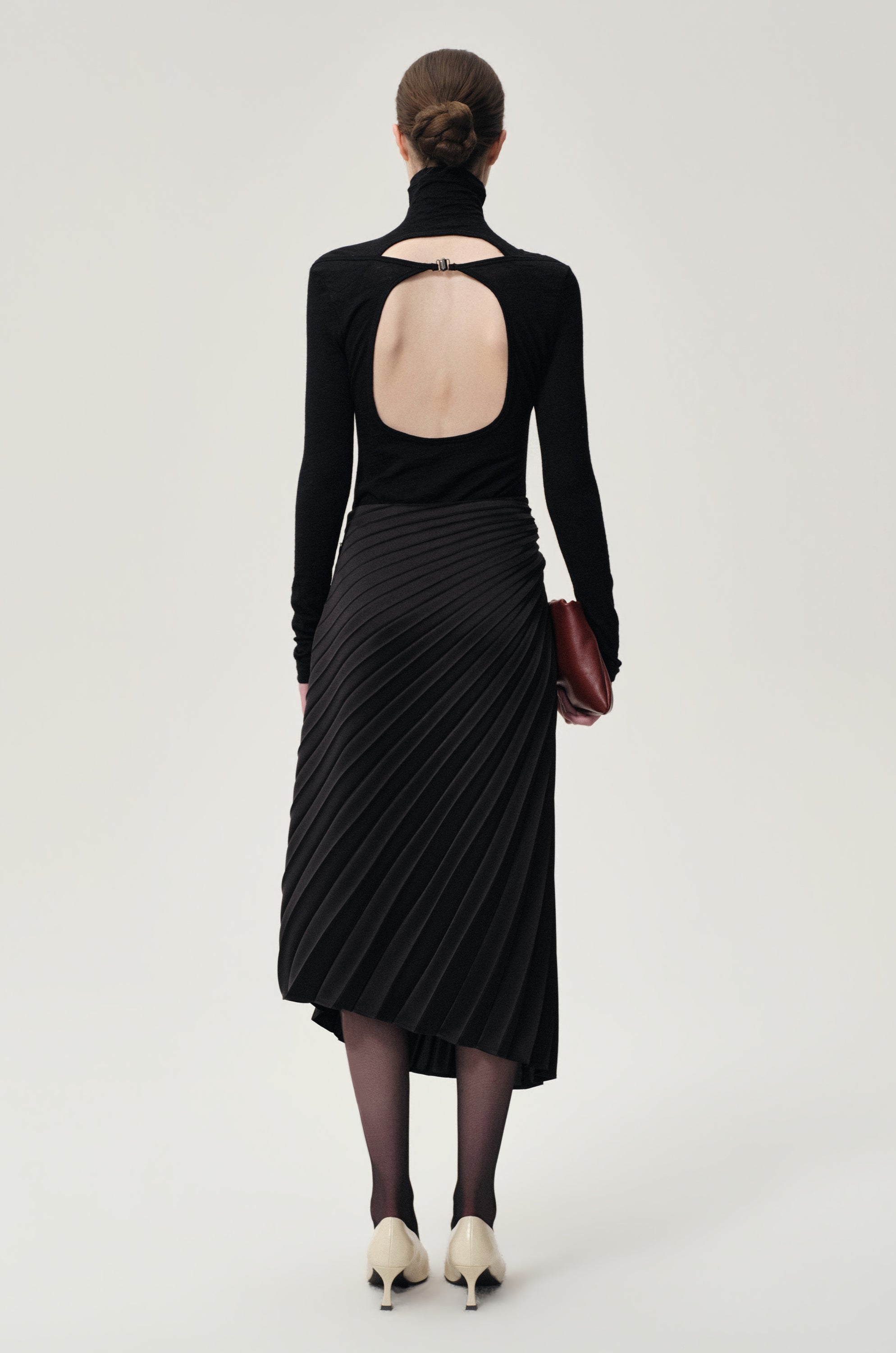 Open-back Wool Jersey Top Black