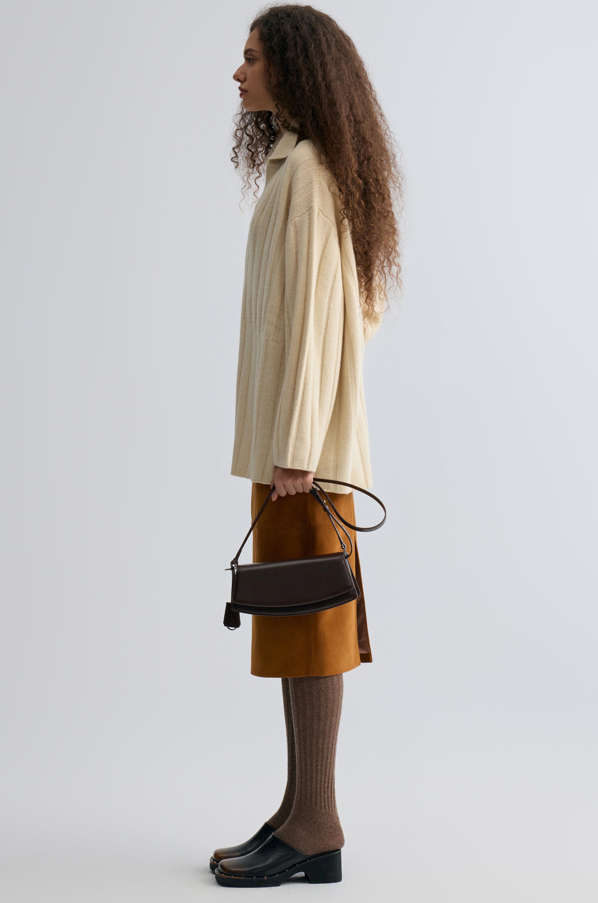 Boyfriend Collar Sweater in wool and yak-blend