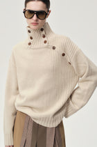 Vicky Turtleneck in Wool and Cashmere Oat Milk