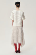 Asymmetrical Pleated Blouse Ecru