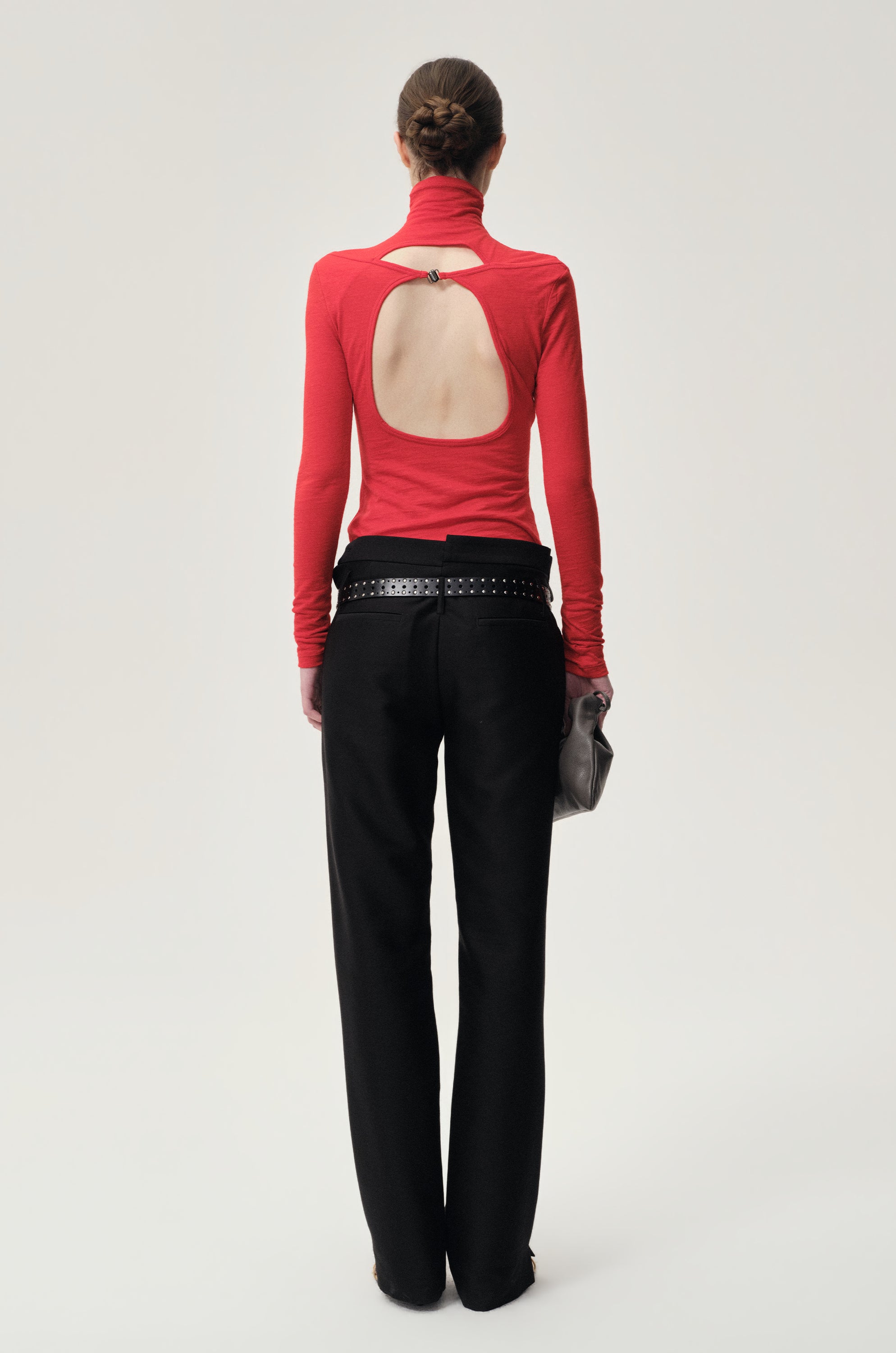 Open-back Wool Jersey Top Red