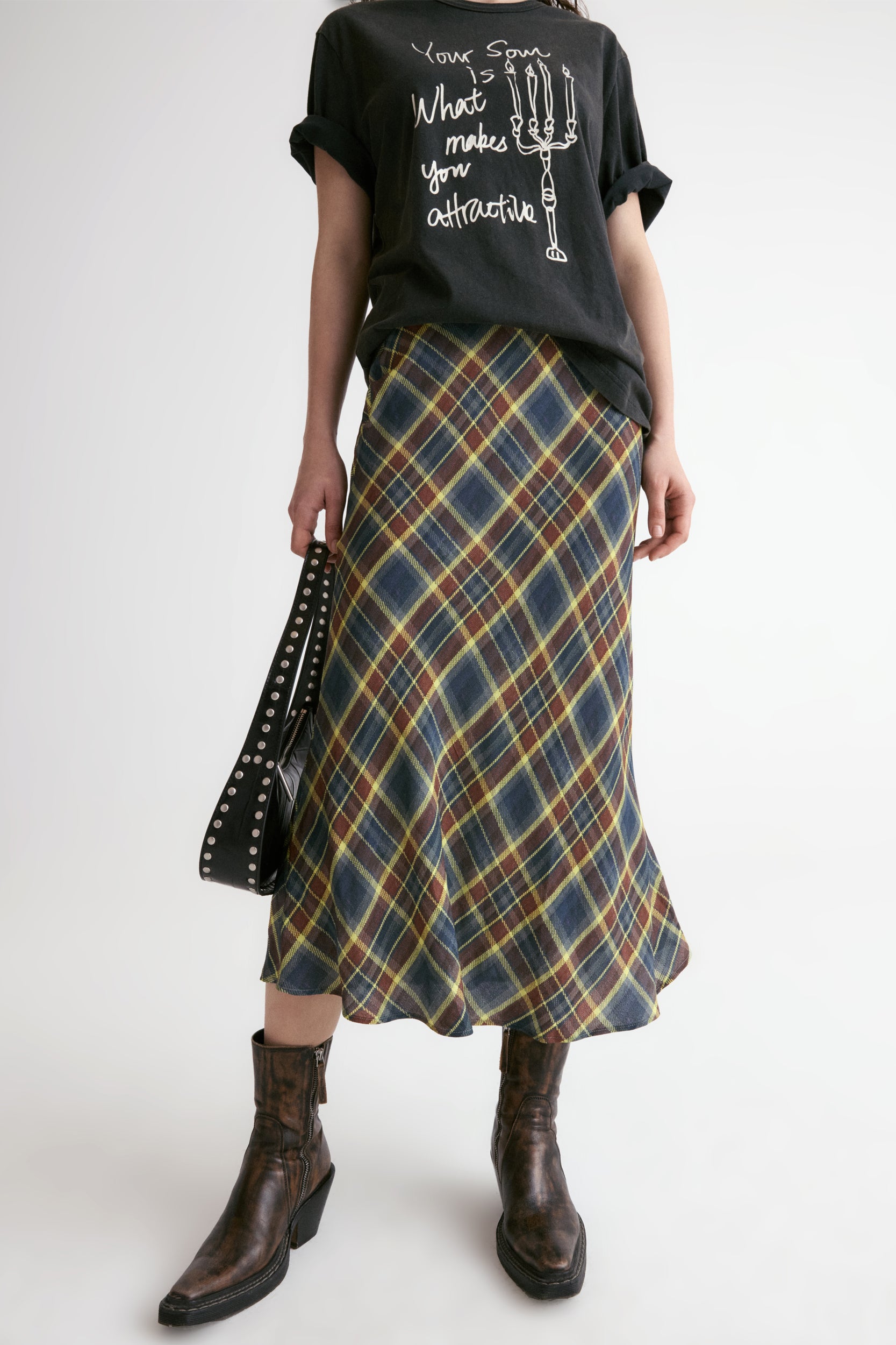 Ziggy Checked Midi Skirt