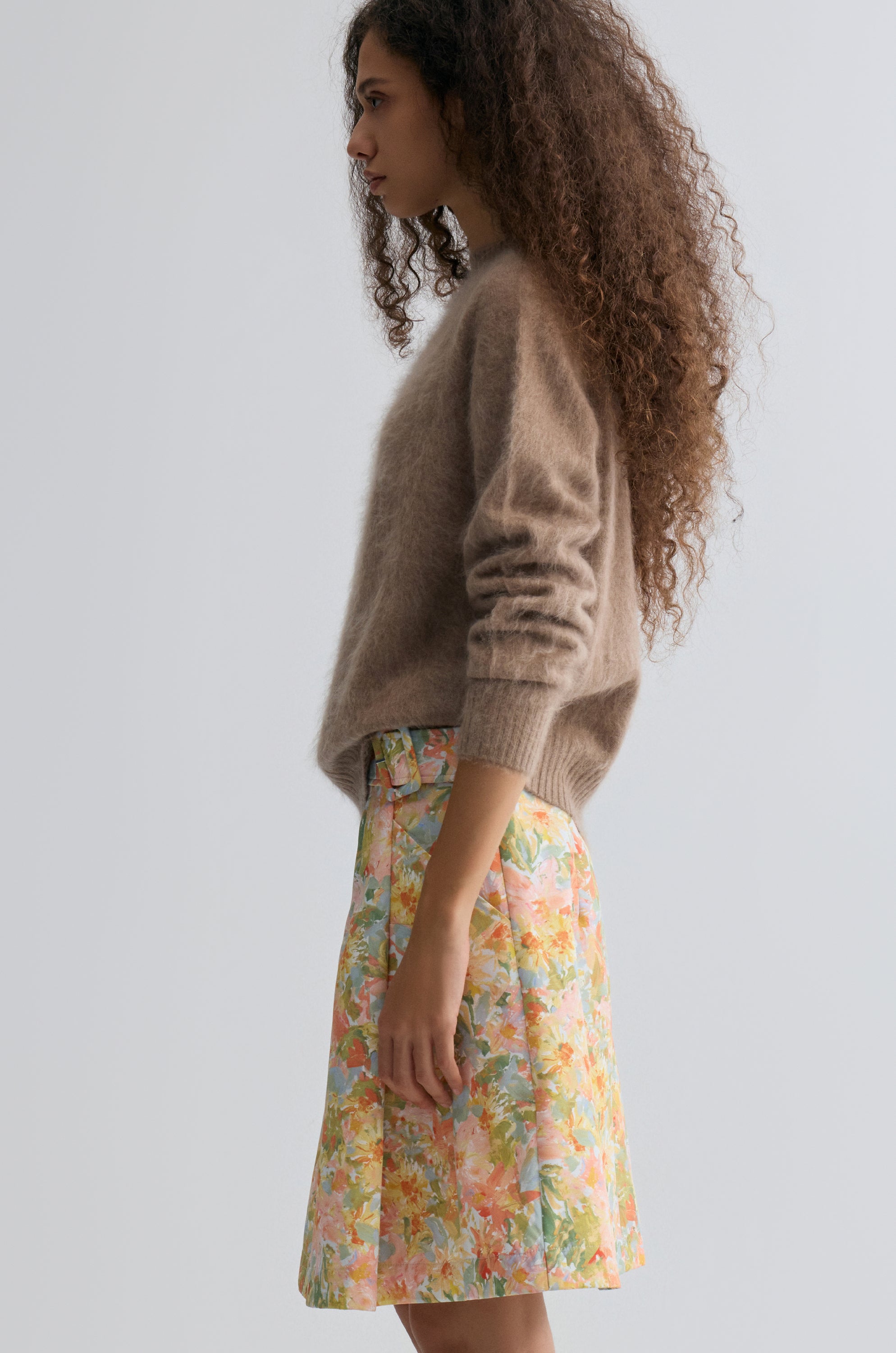 Buttery Boxy Brushed Wool Sweater Truffle Melange