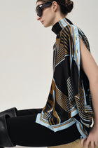 Scarf Print Top Black/Blue