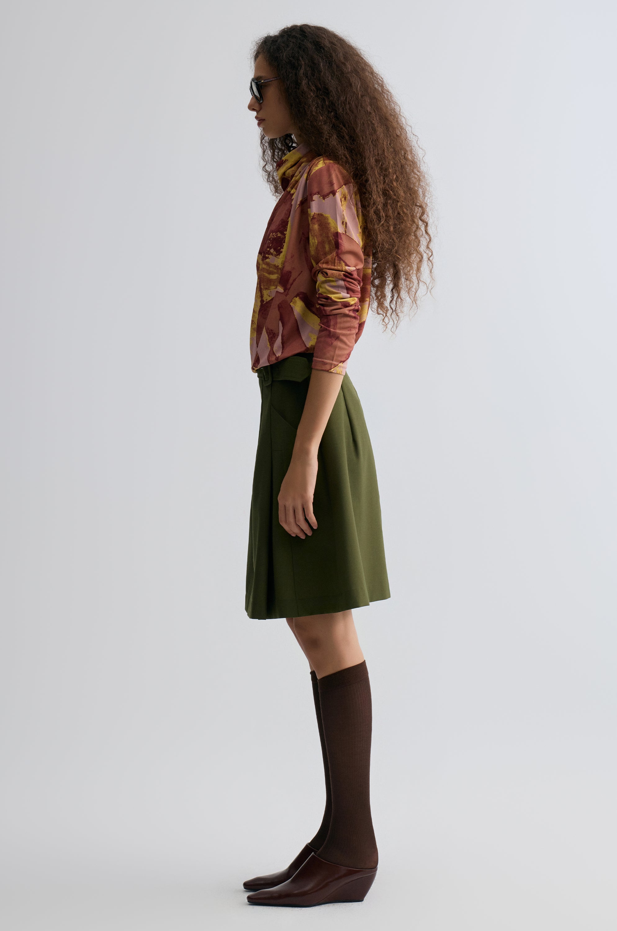 Marlene Belted Gabardine Skirt