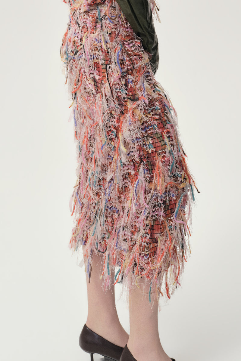 Julie Fringed Midi Skirt Pink