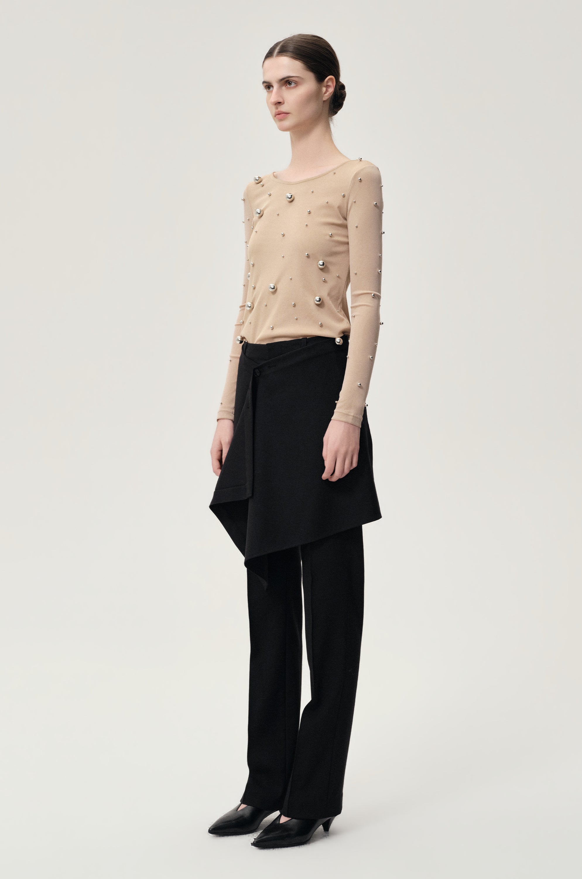 Layered Skirt Trousers Black