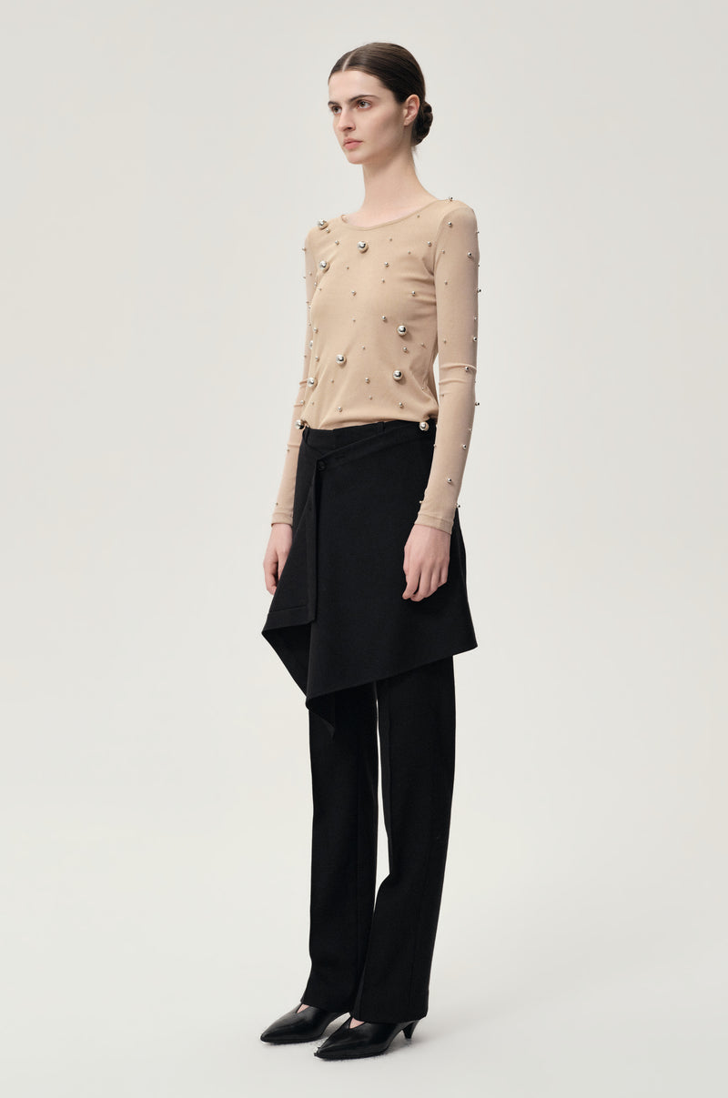 Layered Skirt Trousers Black