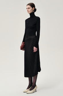 Asymmetrical Pleated Skirt Black