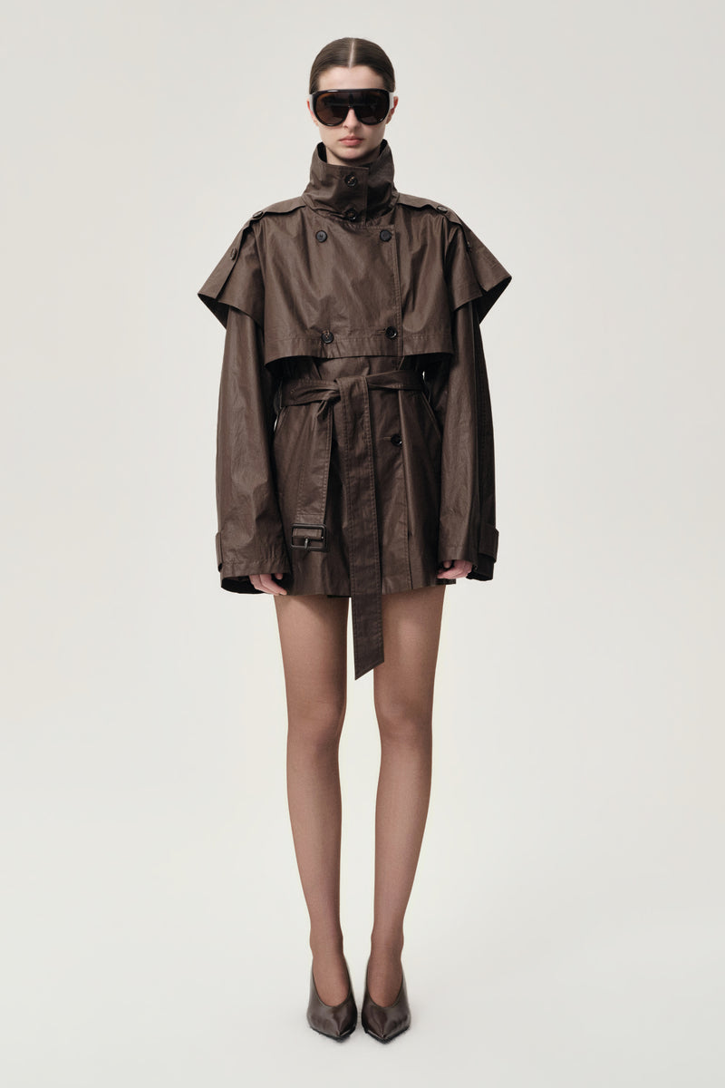 Lisa  Cape Trench Dark Cherry
