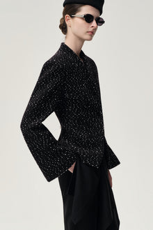 Collarless Sculptural Jacket Black