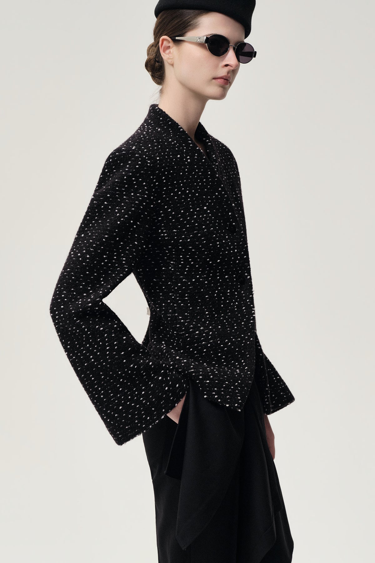 Collarless Sculptural Jacket Black