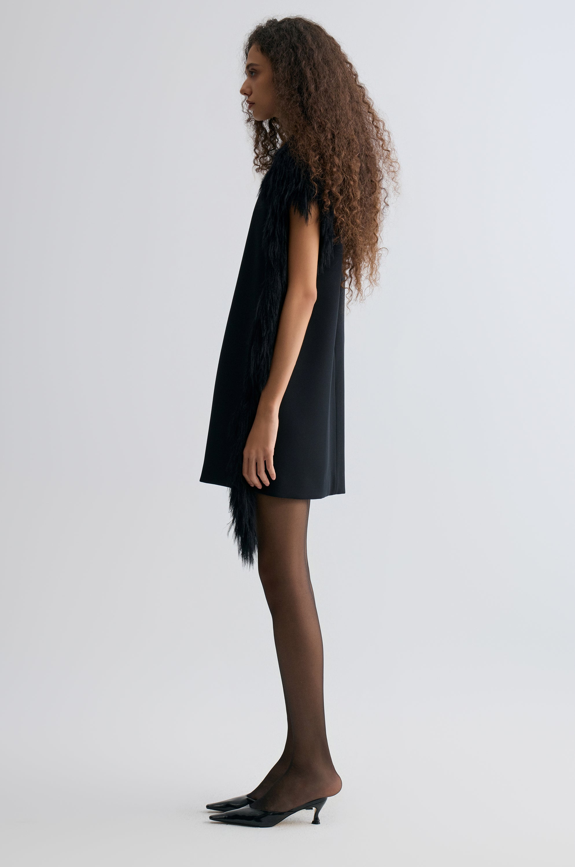 Side-Trim Wool Dress