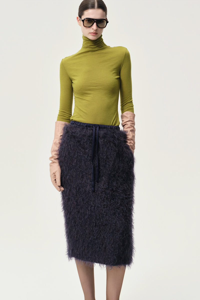 Open-back Wool Jersey Top Olive Green