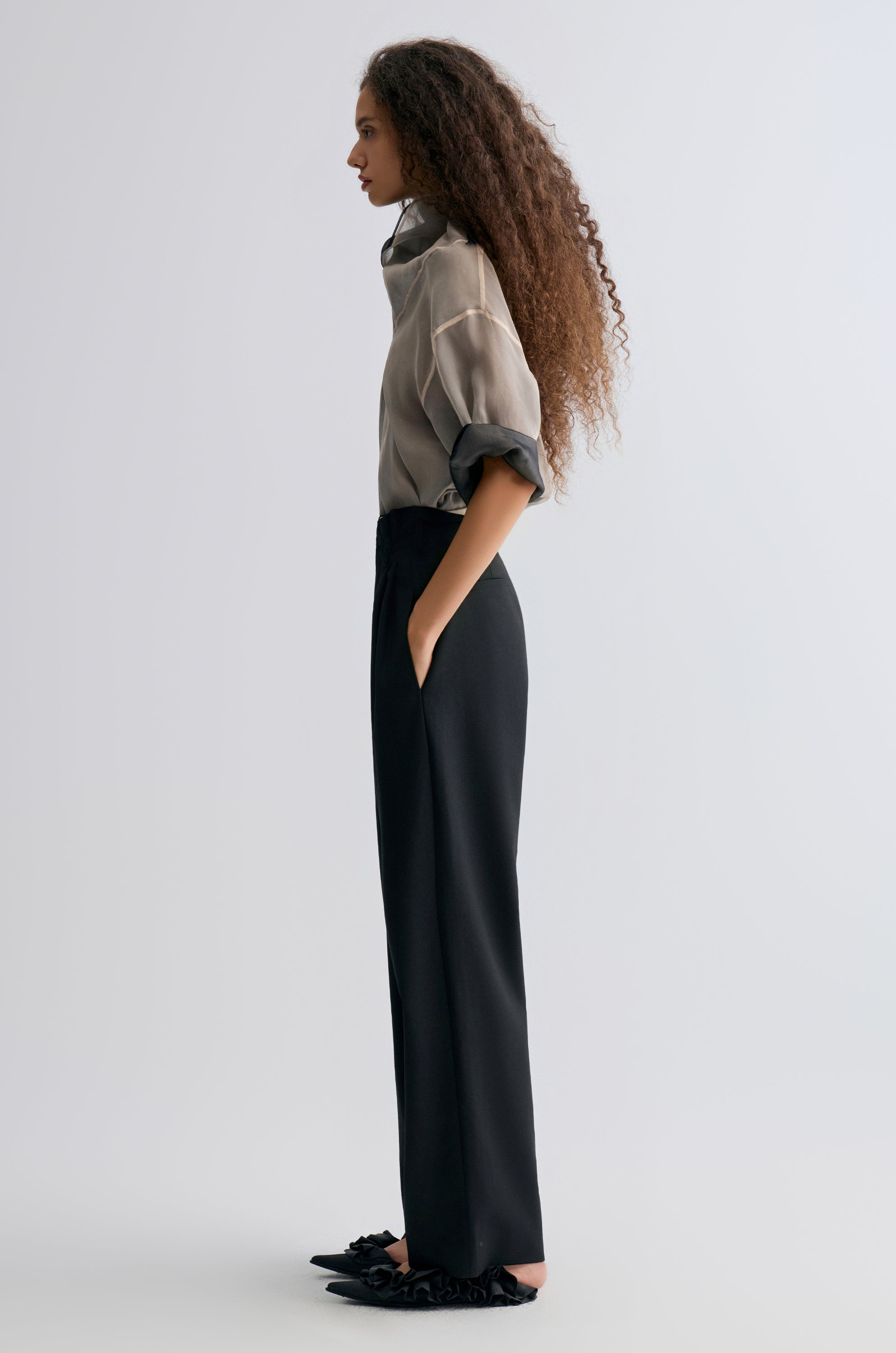 Relaxed Gabardine Trousers Black