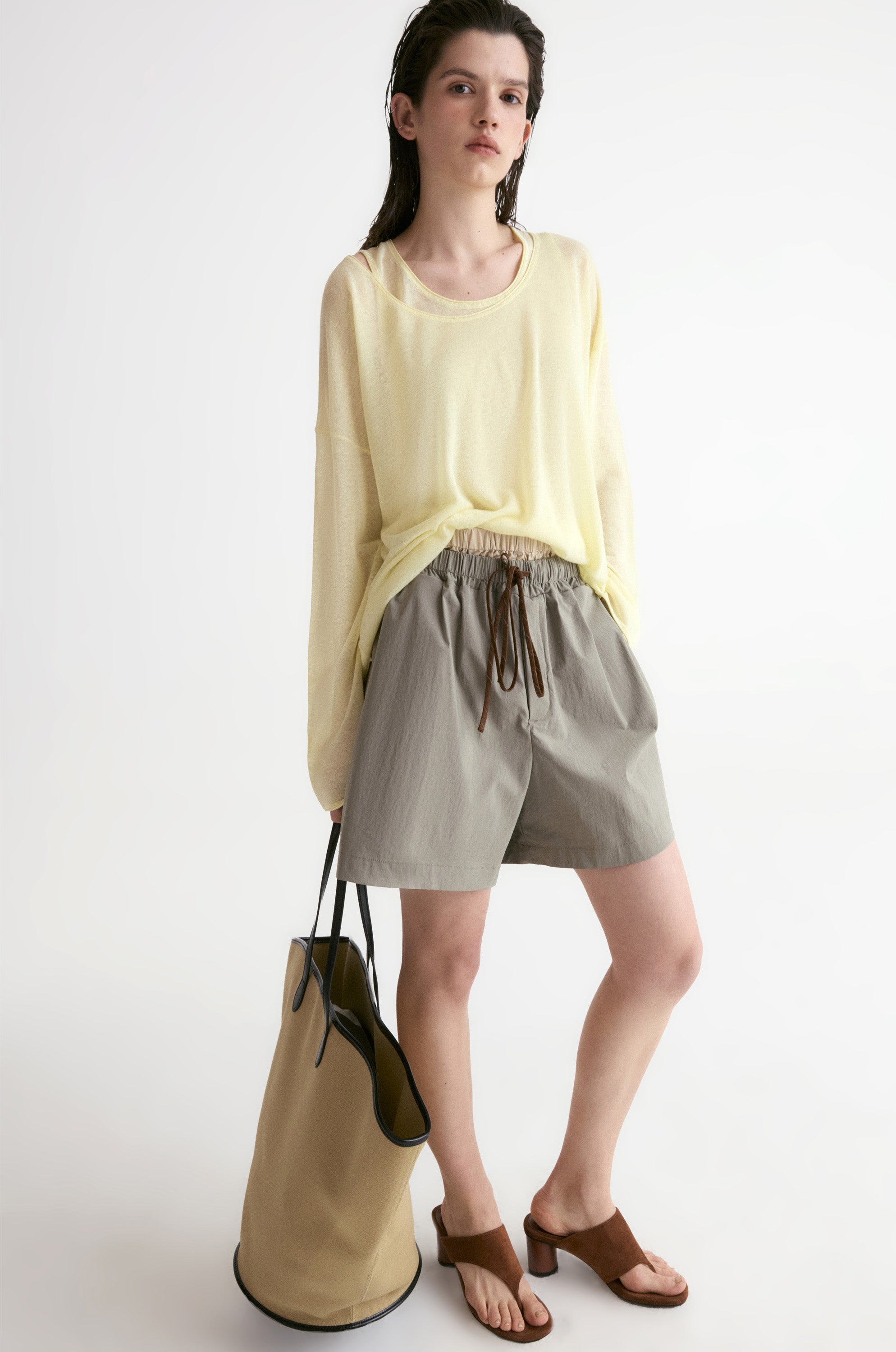 Double Waist Short-Sage