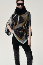Scarf Print Top Black/Blue