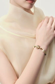 Tide gold-plated and seashell beaded bracelet Beige