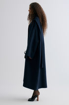 Oversized Double-faced Scarf Coat Navy