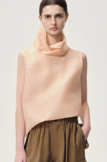 Silk Organza Turtleneck Top Blush