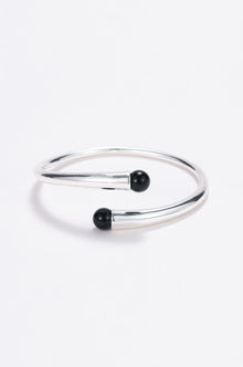 Silver onyx wrap cuff bracelet
