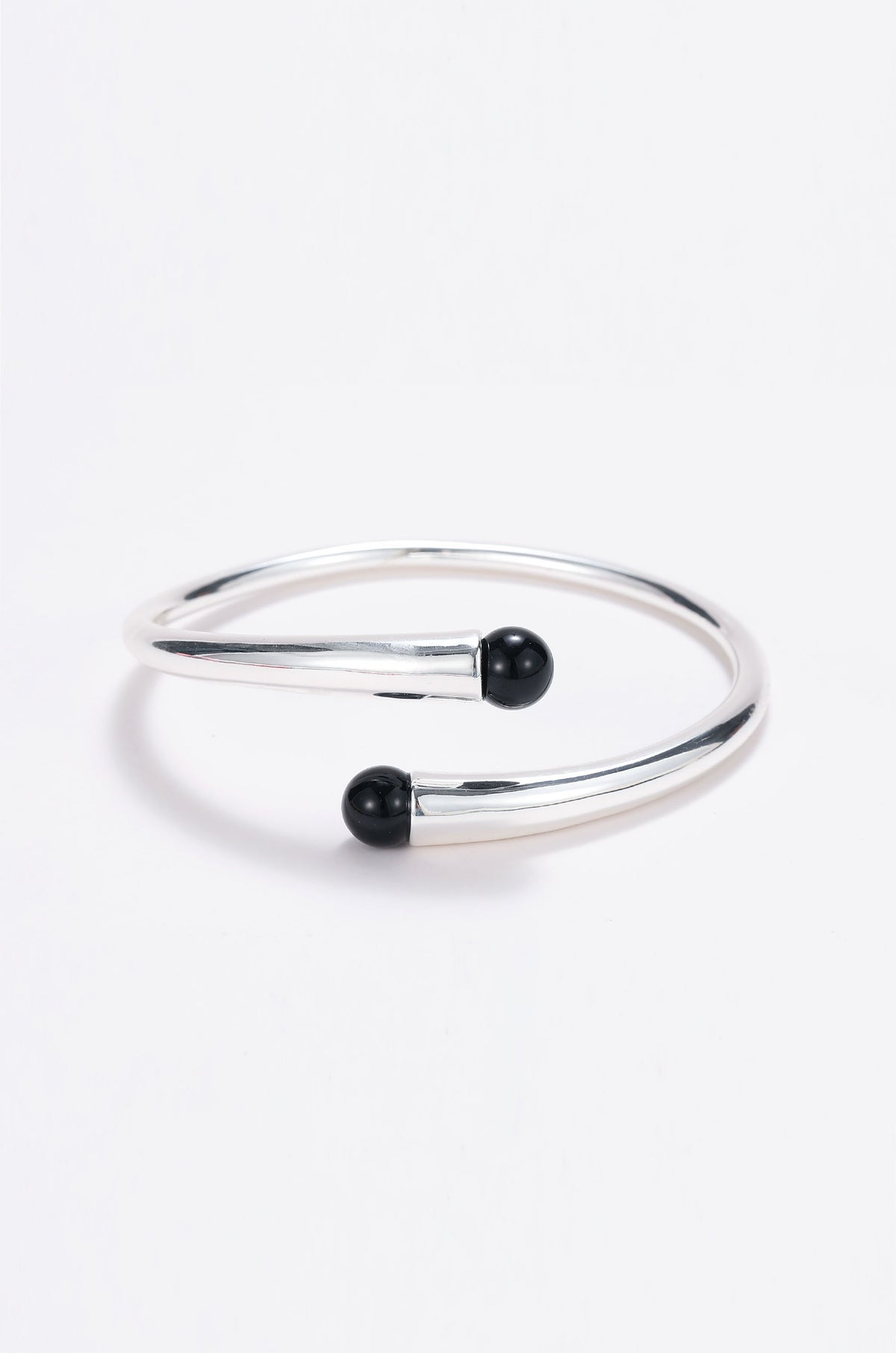 Silver onyx wrap cuff bracelet