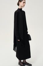 Reversible Fringed Scarf Dress Black