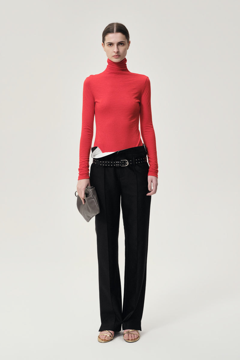 Open-back Wool Jersey Top Red