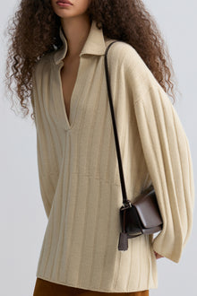 Boyfriend Collar Sweater in wool and yak-blend