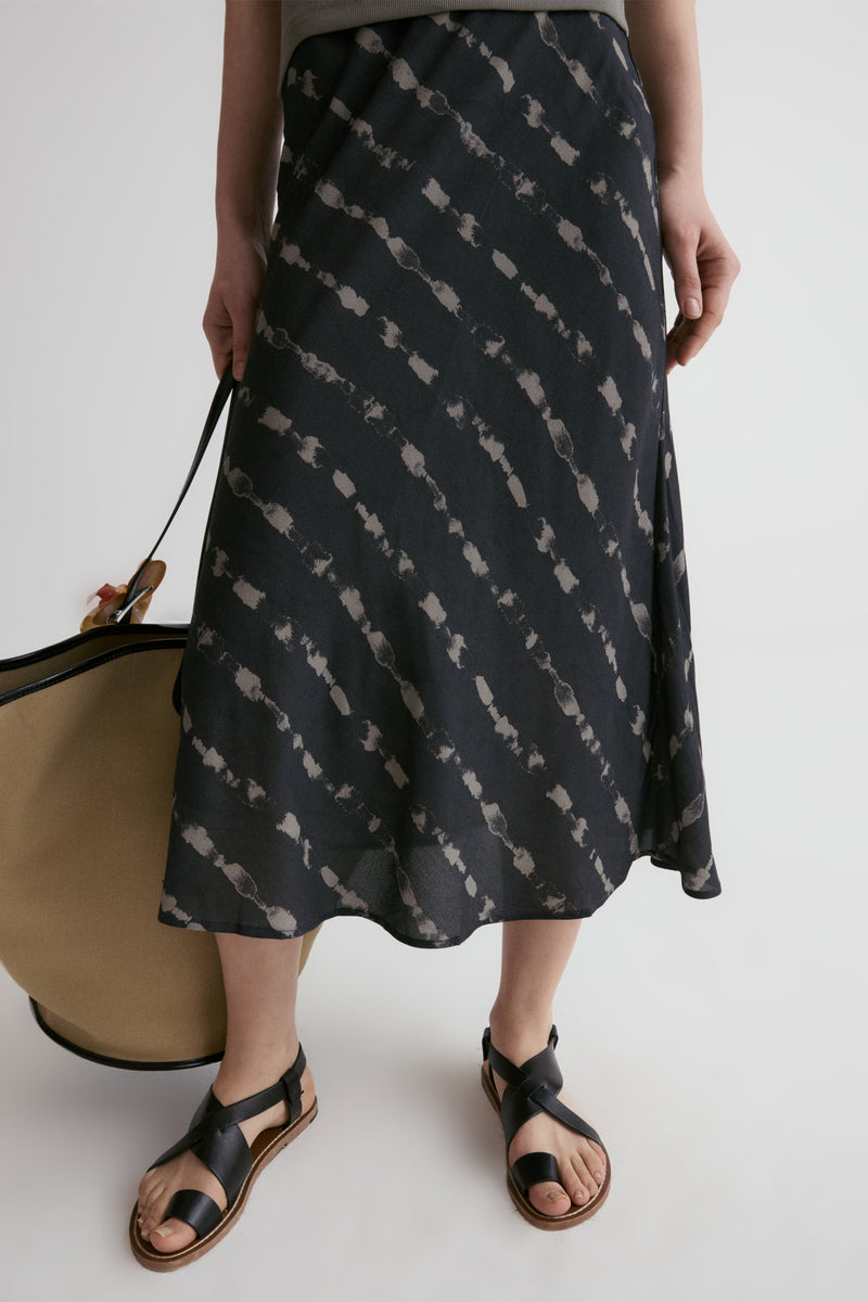 Hand-drawn Stripe Midi Skirt