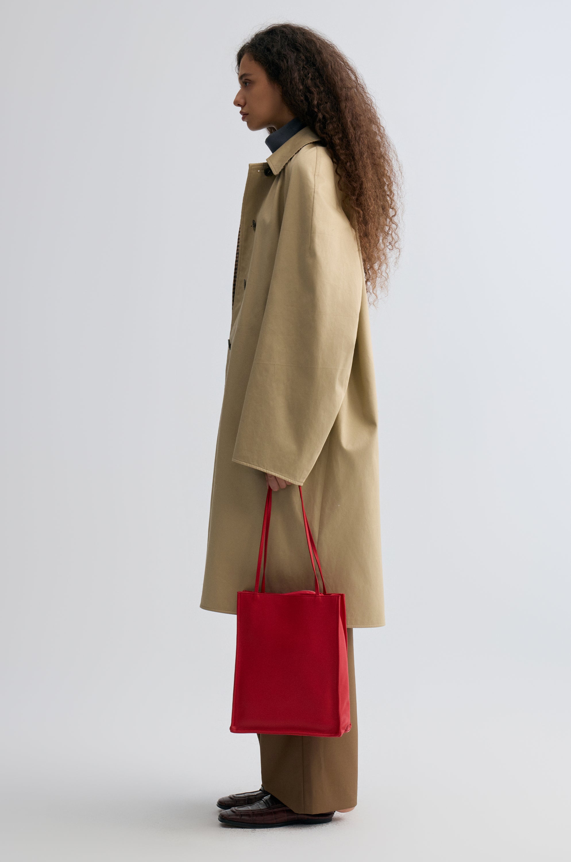 Reversible Twill and Check Trench Coat