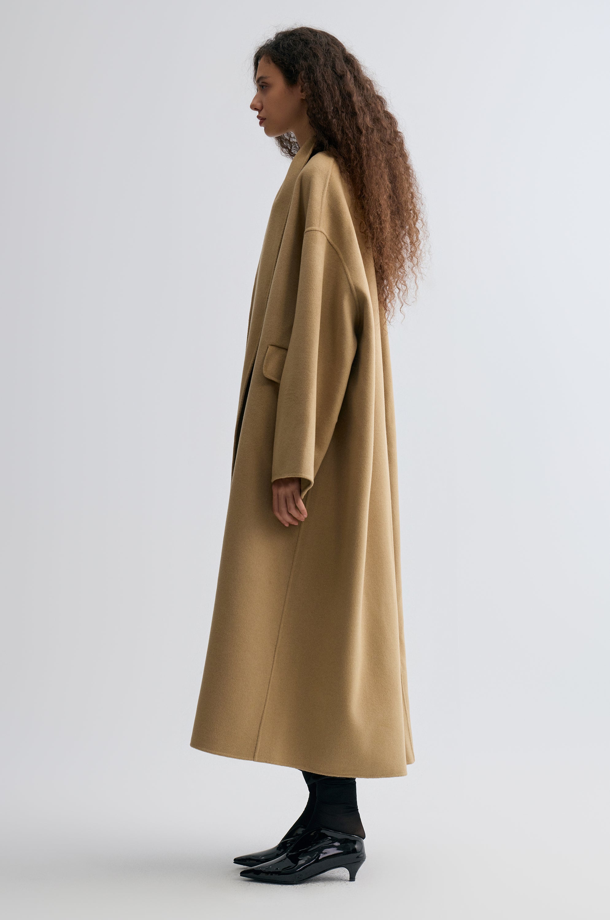 Oversized Double-faced Scarf Coat Hazel