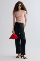 Velvet Mesh Asymmetric Draped Top Misty Rose