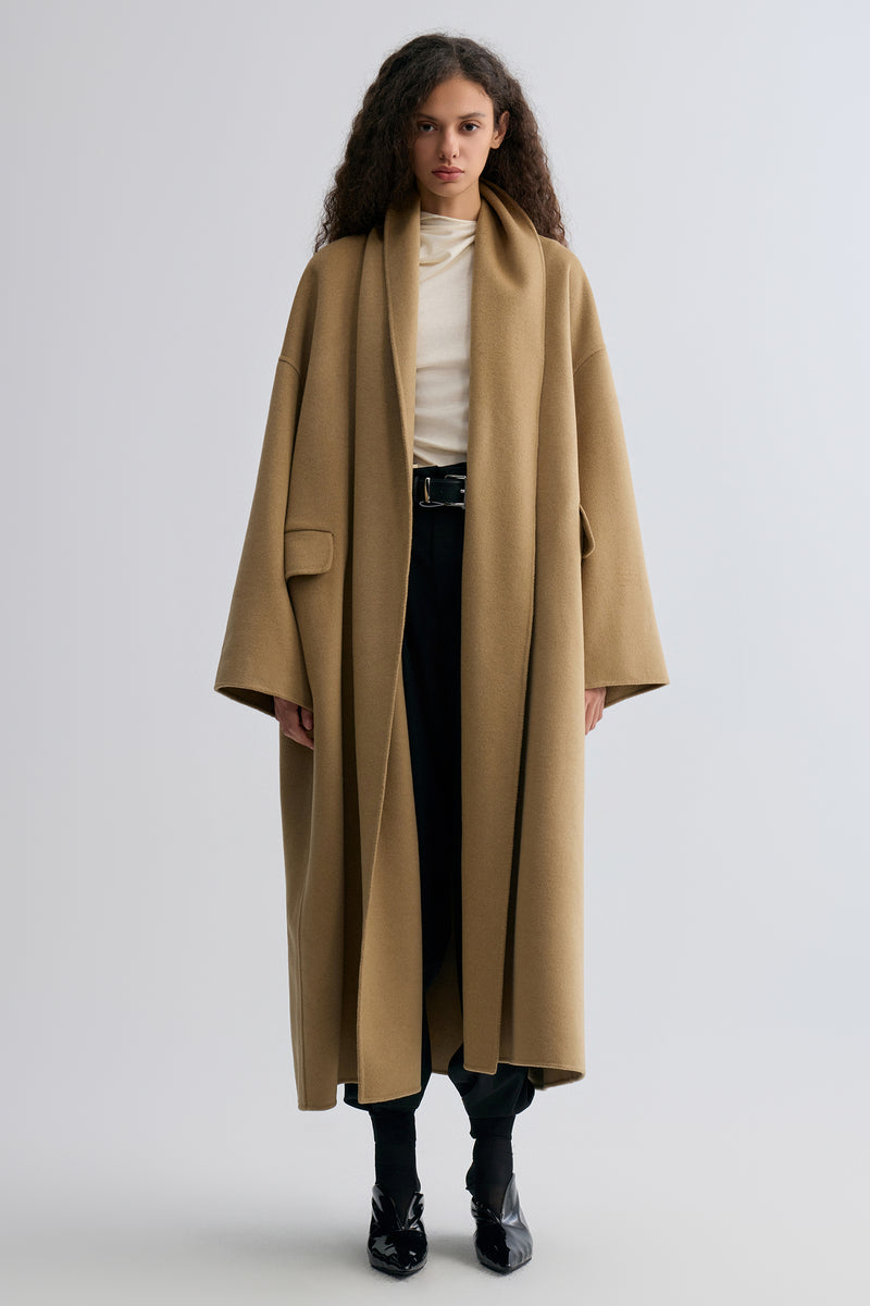 Oversized Double-faced Scarf Coat Hazel