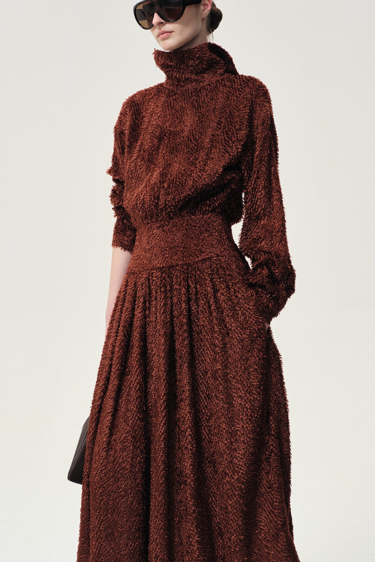 Brushed Trompe-l'œil Dress Cranberry