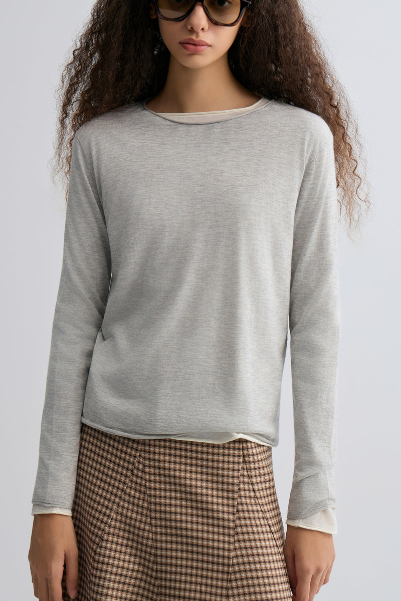 Cloudlike Knit Soft Crewneck Grey Melange