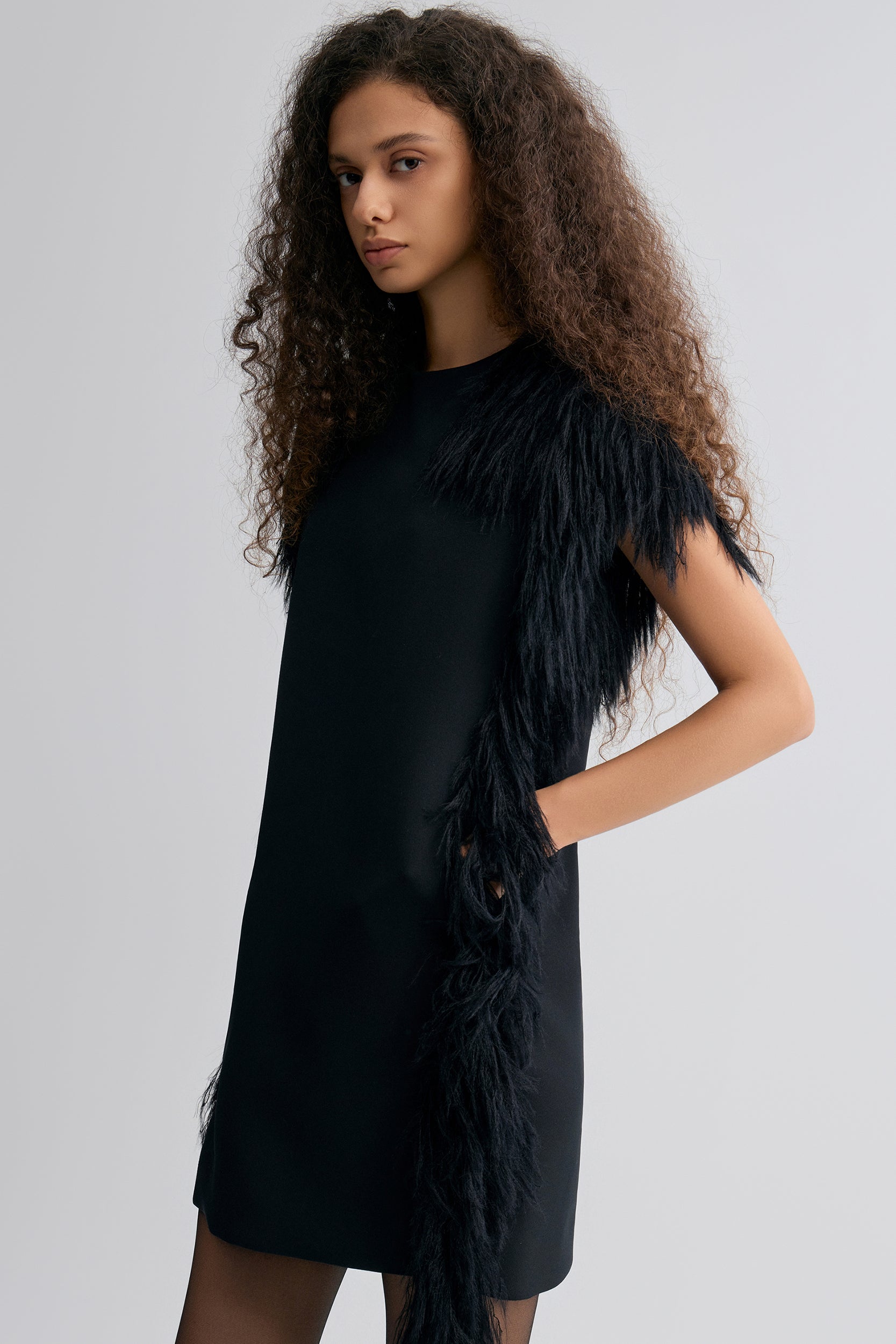 Side-Trim Wool Dress